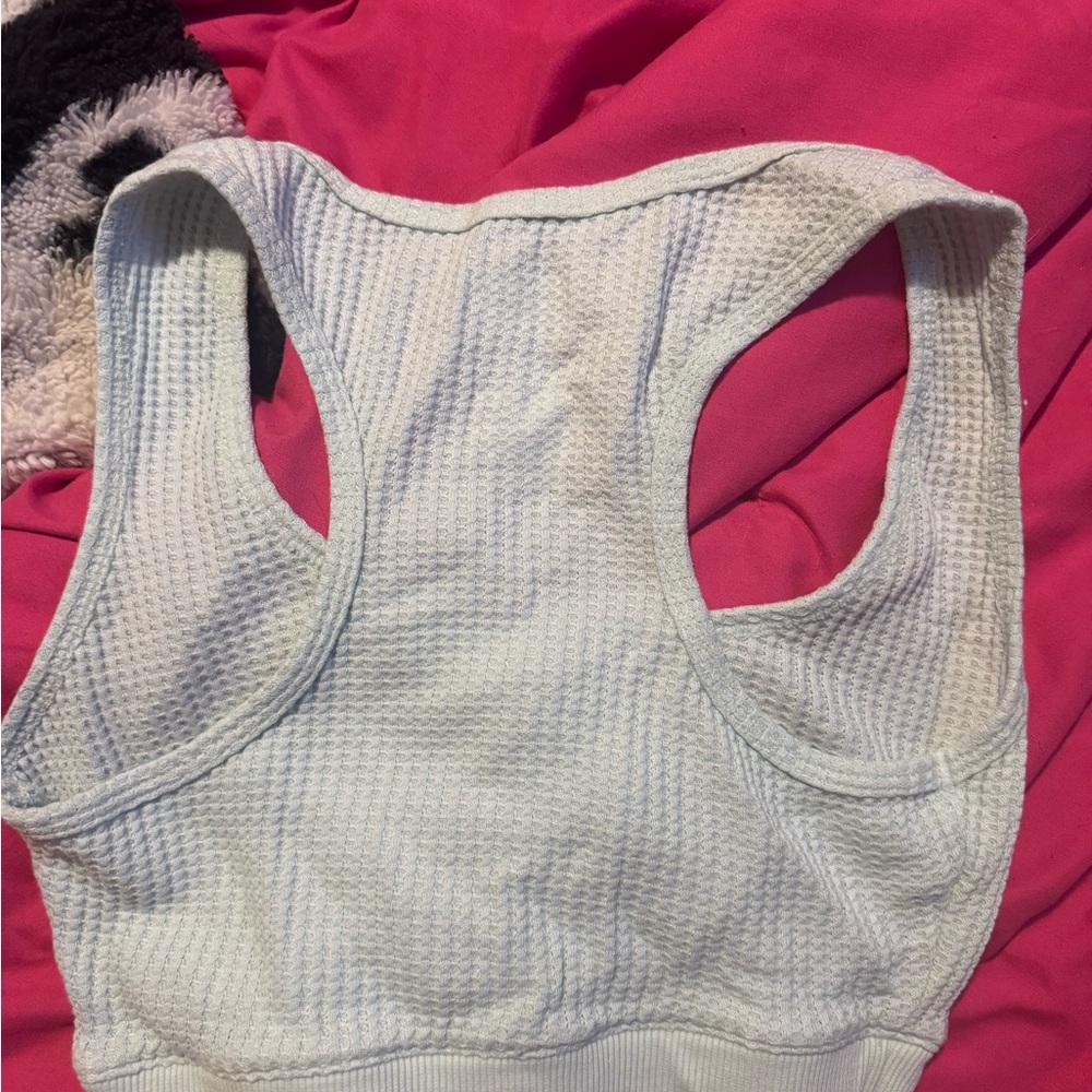 SO Women's Light Blue Textured Racerback Sports Bra